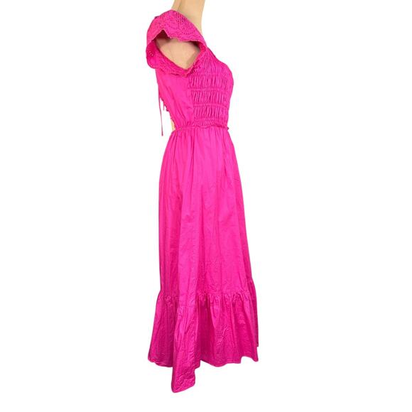 Jason Wu Boho Tiered Midi Dress Pink Cotton Size Medium‎ Flowy Feminine - Picture 5 of 7